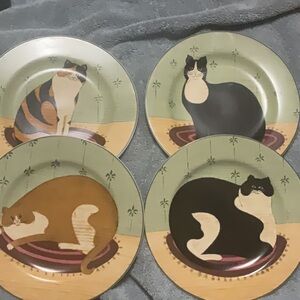 Sakura Warren Kimble CAT COLLECTION 2000 Salad Dessert Plates Set of 4